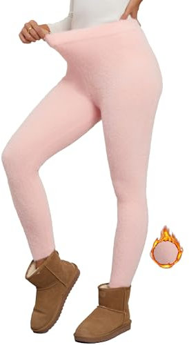 Famulily Sportleggins Damen Lang High Waist Butt Lifting Samt Hose dehnbar Workout Yoga Hose Rosa L