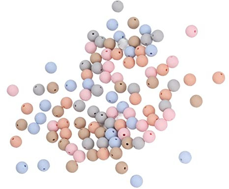 Yomiyuyr 9mm Silicone Beads for Jewelry Making, 100pcs Soft Beads for Crafts, Bracelet and Necklace Beads, Multiple Colors for Keychains, Baby Toys, and Presents (Type B)