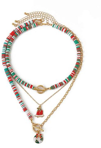 BKEPDY Weihnachten Halskette Damen mit Layered Kette und Anhängern Schneemann und Weihnachtsbaum Choker Schmuck für Festliche Anlässe (Farbe-1)