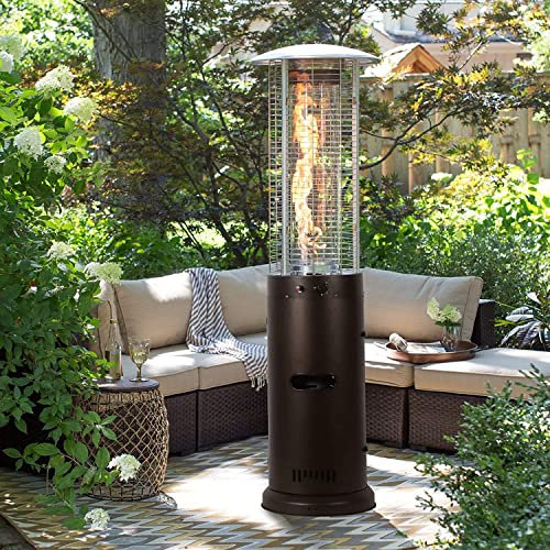 CFDZCP Patio Heater, Tilt Protection Outdoor Heater, 15KW Gas Propane Heater, Fast Heating Standing Umbrella Heater For Garden, Commercial Home(Brown)
