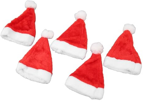Haustier-Nikolausmütze, 5er-Pack, Weihnachts-Haustiermütze, Rote Plüsch-Hundekatzen-Weihnachtsmütze, Gummiband, Feiertagsparty-Kostüme, für Hunde, Katzen, Kaninchen und Andere