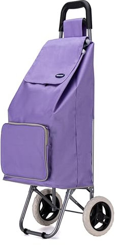 Lightweight Aluminium Shopping Trolley on Wheels - 59L Capacity, Durable, Easy to Maneuver & Fold for Convenient Storage – Ideal for Groceries, Laundry, and Errands (Lilac)