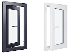 Finestra in PVC bicolore con triplo vetro, tirando destro, bianco e antracite, LxH: