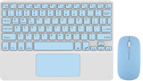 Puleuroy Kit Combinato Tastiera Bluetooth e Mouse Wireless con Touchpad da 10 Pollici per Telefoni Cellulari e Tablet Facile da Usare