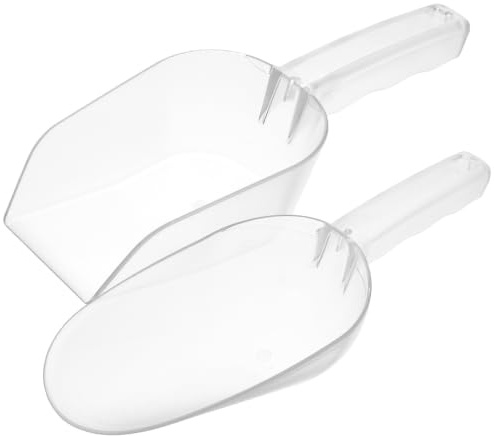 Amosfun 2pcs Food Scoop Set White Food-Grade Plastic Large for Kitchen | Wear Resistant, Easy to Clean, Two Sizes Included, White Finish for kitchen and home