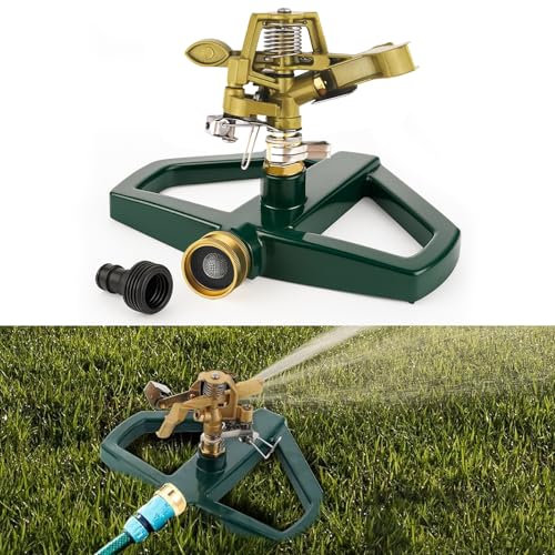 Sprokler de Césped con Base de Metal, Rociador de Césped Rotativo 360 °para Grandes Cubiertas de Superficie, Sistema de Riego para Céspedes, Plantas, Céspedes de Agua de Jardín