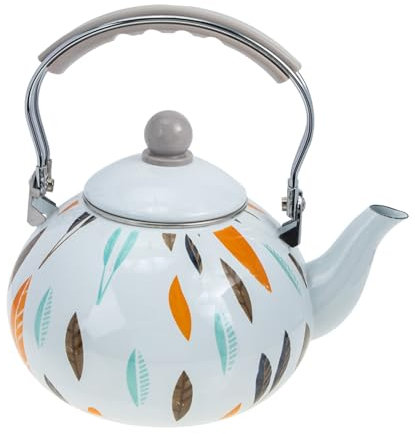 COLLBATH Großer Emaille Teekessel Mit Lebensmittelechter Oberfläche Hitze Korrosionsbeständig Ergonomischer Auslauf Kunststoffgriff Geeignet Für Gasherd Und Induktionskochfelder Küche Wasse