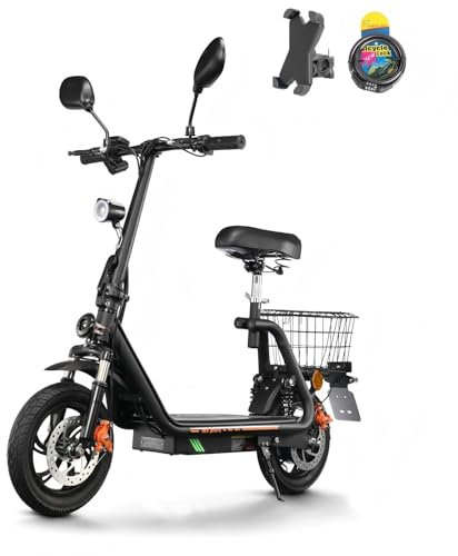 TWOFISH E Scooter mit Straßenzulassung(EEC), 12 Zoll Elektroroller für Erwachsene, mit 48V 13Ah Akku, 120 kg Tragkraft 30 km Reichweite Scheibenbremsen für den Stadtverkehr, M5 PRO E (schwarz)
