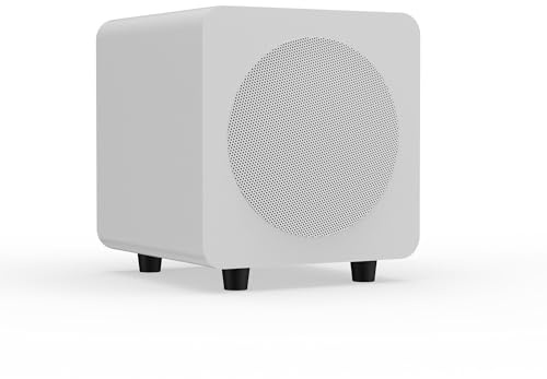 Kanto SUB6 Sealed Powered Subwoofer | 200W Peak Power | 6” Woofer | Quick & Accurate Bass | Ultra-compact Design | Matte White w/White Grille