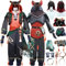 Cosimfy Anime Genshin Impact Gaming Cosplay Kostüm Outfit Spiel Rolle Kinich Ifa Cosplay Uniform Komplettes Set Halloween Karneval Party Dress Up Anzug mit Perücke Mantel Hose für Männer (S)