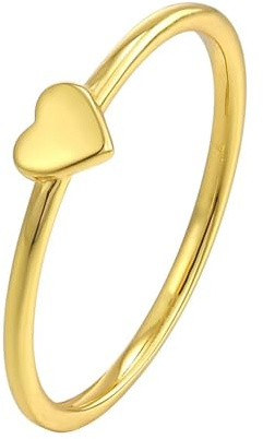 Wycian Wedding Ring Women Silver Wedding Ring Gold 18K Au750 Herzförmig Größe 61 (19.4) Klassisch für Lesben Jahrestag Personalisiert