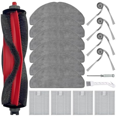 UPUPDAY Zubehörset für Roborock Q7 M5/Q7 M5+, Q7 L5/Q7 L5+ Saugroboter, 1 Hauptbürsten, 4 HEPA Filter, 6 Wischpads, 4 Seitenbürsten