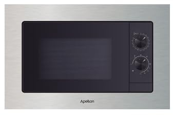 Apelson Einbau-Mikrowelle AMW 2000G X + Grill 800 W, 5 Stufen, Innenleistung LED, einfache Installation, Sicherheitssystem, Drehteller Ø 245 mm, Grillrost, Grau