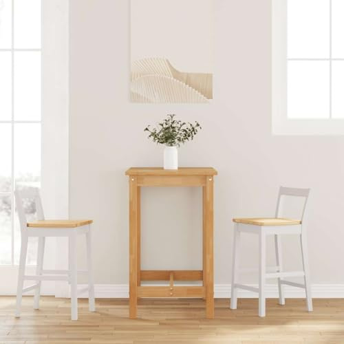 Yunovire Barhocker 2 STK. Weiß Massivholz Gummibaum, Ergonomisches Design, 61 cm Sitzhöhe, für Kücheninsel, Theke & Esszimmer, Moderne Barstools