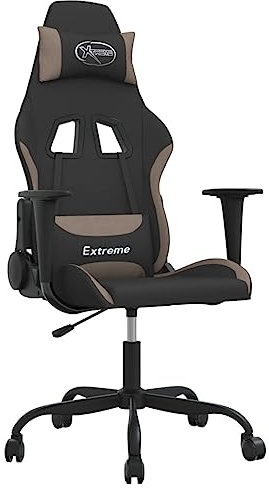 vidaXL Sedia da Gaming Nero e Tortora in Tessuto