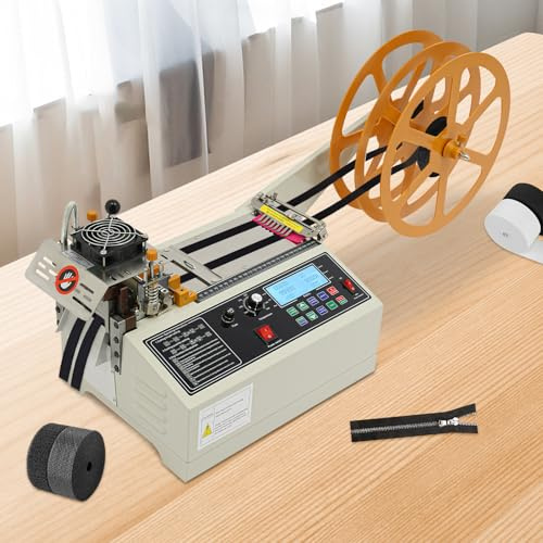 WFIETN - Coupe-sangle 400 W, machine de découpe automatique à bande chaude et froide, coupe-bande chaude et froide automatique pour types de cordes et rubans, 0-450 °C, largeur de coupe 1-98 mm
