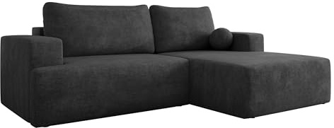 Mirjan24 Ecksofa Mivo mit Schlaffunktion & Bettkasten, L-Form Schlafsofa mit Langer Ottomane, geradem Armlehne, Wohnlandschaft für Wohnzimmer & Gästezimmer (Margo 227.09, Seite: Rechts)
