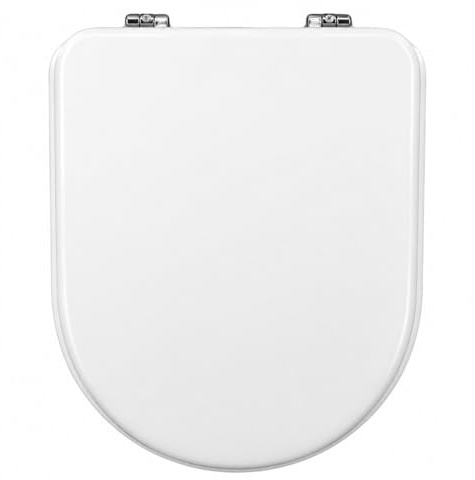 Schläfer 4649108 - Sedile Copriwater per Ideal Standard Serie Esedra, Compatibile Tavoletta WC in Mdf Bianco Lucido, Cerniere in Metallo con Vite ad espansione, Forma Dedicata, 42 x 35.5 cm