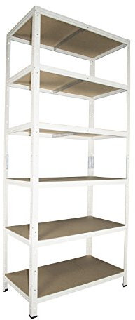 Shelf Creations BASIC Schwerlastregal 200x80x30cm weiß 6 Böden Steckregal Kellerregal Lagerregal Werkstattregal Archivregal Haushaltsregal Ordnerregal Metallregal Garagenregal Fachbodenregal