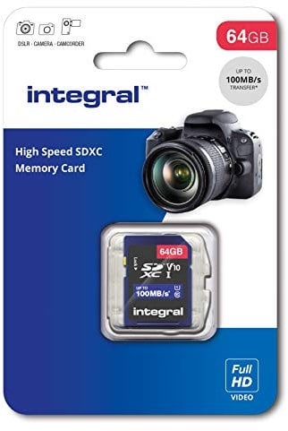 Integral Carte Mémoire 64Go SDXC Haute Vitesse jusqu'à 100MB/s Classe 10, V10, UHS1, U1 + Adaptateur SD