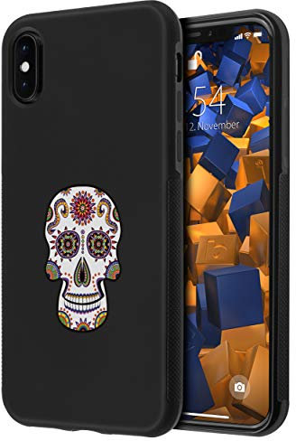 mumbi Hülle kompatibel mit iPhone X / XS Handy Case Handyhülle double GRIP mit Motiv Calavera weiss bunt, schwarz