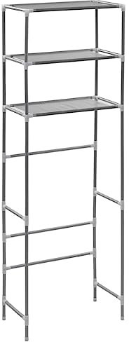 vidaXL Estante Encima del Inodoro 3 Niveles Cuarto Baño Estantería Almacenamiento Adicional Práctica Cuarto Colada Lavandería Plateado 53x28x169cm