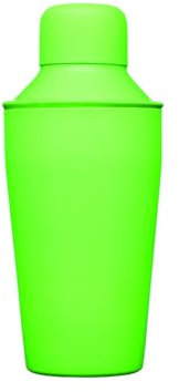 BarCraft Mini Cocktail Shaker with Recipe, Stainless Steel, Neon Green, 300 ml