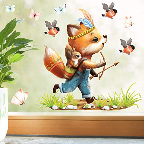 Wandtattoo Loft Fensterbild Frühling Ostern wiederverwendbar Fensteraufkleber Kinderzimmer/Indianer Fuchs A4 Bogen