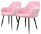 ECD Germany Set 2 x Sedia da Pranzo Rosa Poltrone Imbottite in Velluto - Stile Design Retro Vintage Scandinavo - Gambe in Metallo - per Sala da Pranzo Soggiorno Cucina o Ufficio