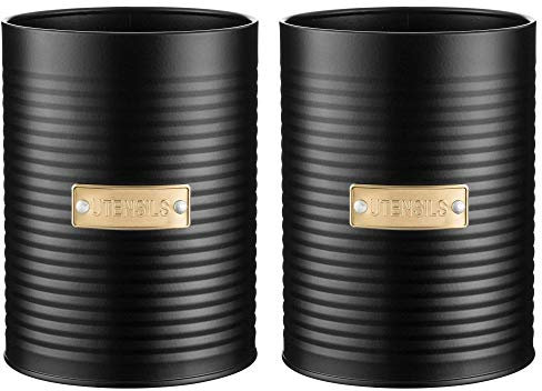 Typhoon Round Top Living Coated Steel Utensils Pot Black (Pack of 2)