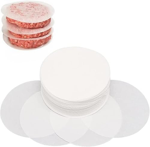 Disques à burger, 500 pièces, ronds, 12 cm, papier parchemin antiadhésif pour presse à hamburger et pâtissiers | Feuilles de cire pour hamburger, galettes de hamburger
