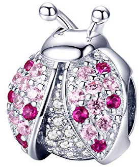 Lorrifal 925 Sterling Silber mit rosa Zirkonia-Marienkäfer-Charms für Frauen und Mädchen, passend für Original 2024 Pandora Reflexion Armband-Halskette