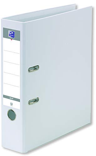 OXFORD Ordner mit Hebel, Smart Pro+, A4XL, Rücken 80 mm, 2 Ringe, Umschlag aus Polypropylen, weiß
