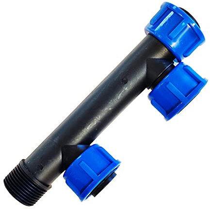 RIEGOPRO Te Colectora 1 Rosca Hembra Giratoria para facilitar la instalación de Electroválvulas de Riego. 1, 2, 3 y 4 Salidas (2 Salidas)
