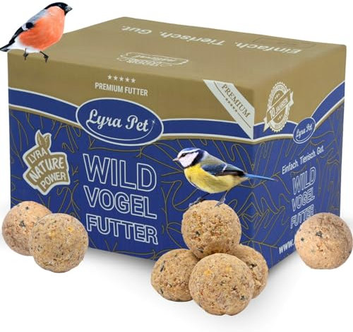 Lyra Pet® 2 x 100 Boules de Graisses à 90 g = 18 kg | Nourriture pour Oiseaux Toute l'année | Fournisseur d'énergie pour Les Oiseaux Sauvages | Riche en minéraux | Gras & Nutritif | pour mangeoires