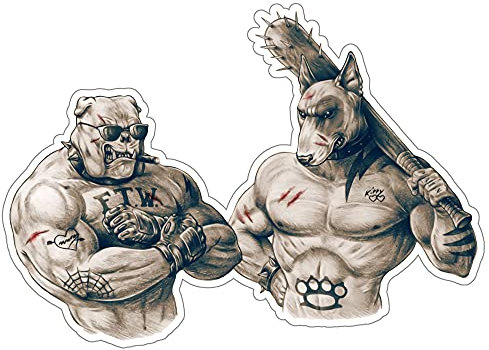 Cooler Oldschool Gangster Aufkleber Sticker Harte Hunde Pitbull Boxer FTW