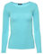 Easy Young Fashion - Damen Basic Rundhals Shirt - Langarm Unterziehshirt - Skinny Fit 1093 - Cyan M