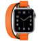 Fsavlroy Compatibile con Apple Watch Cinturino 38/40/41mm 42/44/45mm,Per Uomo e Donna Sottile Double Tour Cinturini in Vera Pelle per iWatch serie 7/6/5/4/3/2/1/SE(42/44/45mm,Arancia)