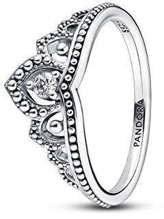 PANDORA Königlicher Perlen Diadem-Ring aus Sterling Silber mit Zirkonia - kombinierbar mit Schmuck Moments Kollektion - Größe: 58