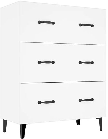 vidaXL Sideboard mit 3 Schubladen Kommode Anrichte Schrank Beistellschrank Mehrzweckschrank Schubladenschrank Weiß 69,5x34x90cm Holzwerkstoff