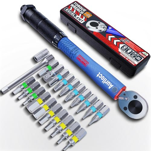 Aurlloct 1/4 Inch Drive Click Torque Wrench 2-24 Nm Set Blue