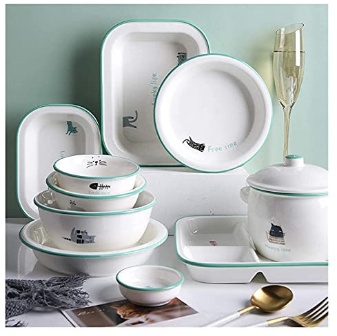 Assiette de diner Service de table élégant for restaurant et maison de luxe, services de table en céramique, 36 bols à céréales dessinés à la main et ensemble d'assiettes à steak |Ensemble de vaissell