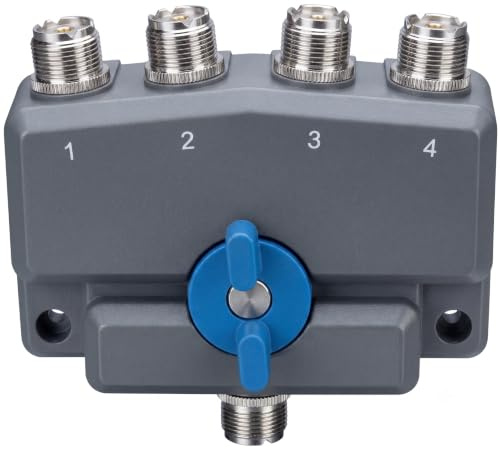 Avair AV-SW4M Conmutador de Antena de 4 Posiciones, hasta 900 MHz, 1.5 kW, Conectores PL