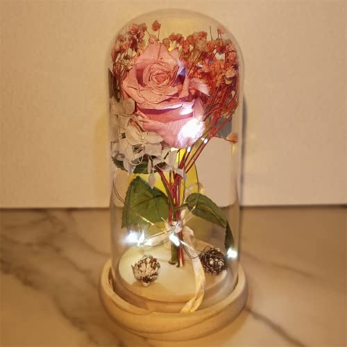 uniqicon Ewige Rose Im Glas Mit Licht,Rosen Geburtstagsgeschenk Für Mama,Muttertagsgeschenke,Personalisierte Led Geschenke Für Frauen,Mama,Freundin,Frauentag,Hochzeitstag,Valentinstag,Sie Jahrestag
