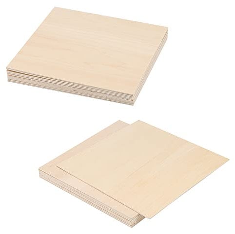 JAPCHET 20 Sheets 200 x 200 x 2mm Square Wood Sheets - 8 Inch Plywood Boards Basswood for Crafts, DIY Wooden Models, Painting