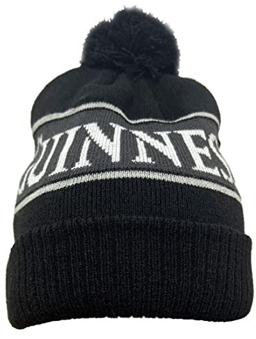 Guinness Bommelmütze für Herren, 100% Acryl, Schwarz, Schwarz, Einheitsgröße