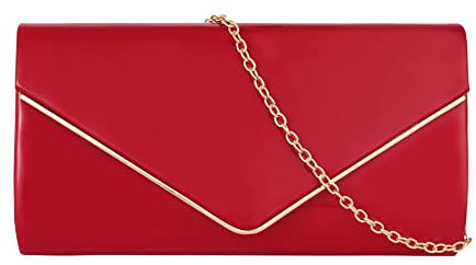 Meliyya Damen Lackleder Clutch Bag Abendtasche Unterarmtasche Hochzeit Tasche Elegante Umschlag Crossbody Schultertasche Umhängetasche, Rot