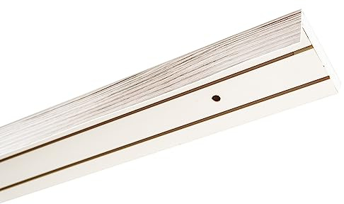 Garesa Gardinenschiene 2-läufig, Weiß I Vorhangschiene aus Kunststoff inkl. Gleiter I Vorgebohrt zur Deckenmontage I Mit Blende Farbe Esche Weiß I 410cm
