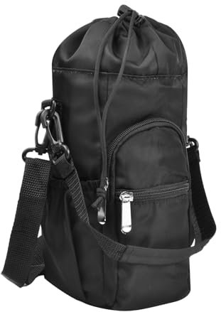 xianynow Bolsa Termica para Botella, Funda para Botella de Agua, Gran capacidad (Máximo 1,8 L) con Interior Isotermo con correa de mano correa de hombro impermeable ultraligero portatil - Negro