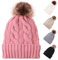Winmany Bonnet d'hiver Chaud en Tricot avec Pompon pour Femme et Fille (Laine, Rose)